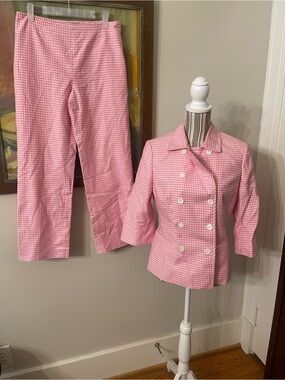 Brooks Brothers Pink Gingham Double-Breasted Blazer & Pants